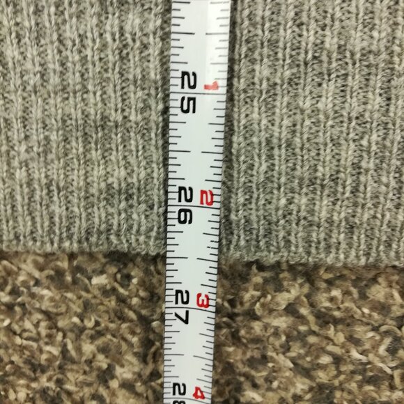 J Crew Sweater 1/4 Zip Merino Wool Gray Suede Elbow Patch Mens Large Slim Fit - Picture 10 of 11